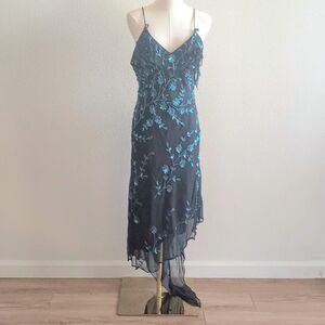 Y2K Silk Beaded Floral Fairygoth Prom Dress